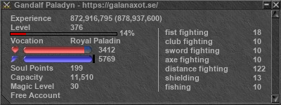 Signature for player Gandalf Paladyn